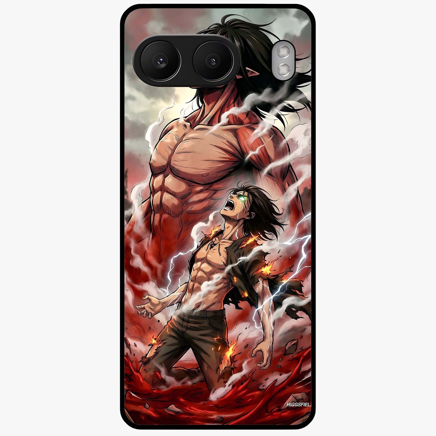 Titan Awakening Fury Glass Case for 1+Nord 4 intense front view featuring powerful titan inspired artwork