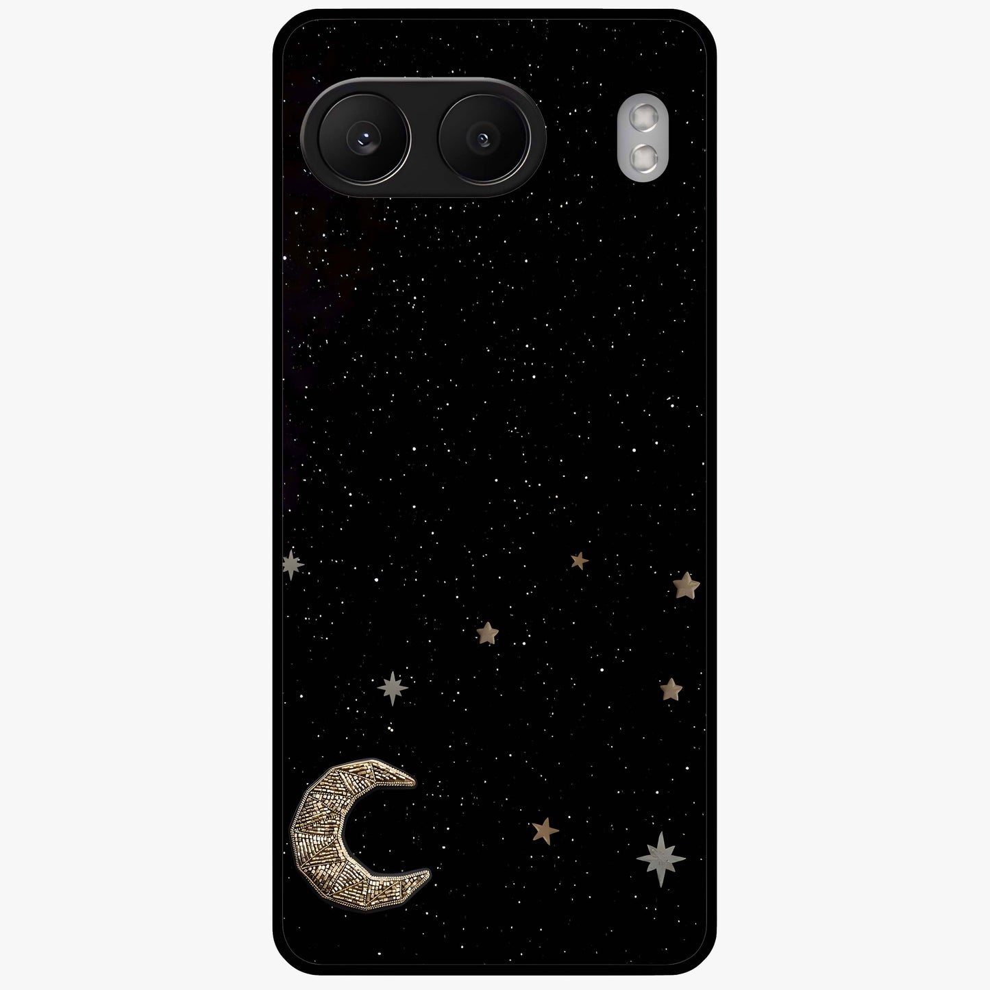 Twinkle Star With Half Moon Glass Case for 1+Nord 4 dreamy front view featuring star and crescent moon artwork