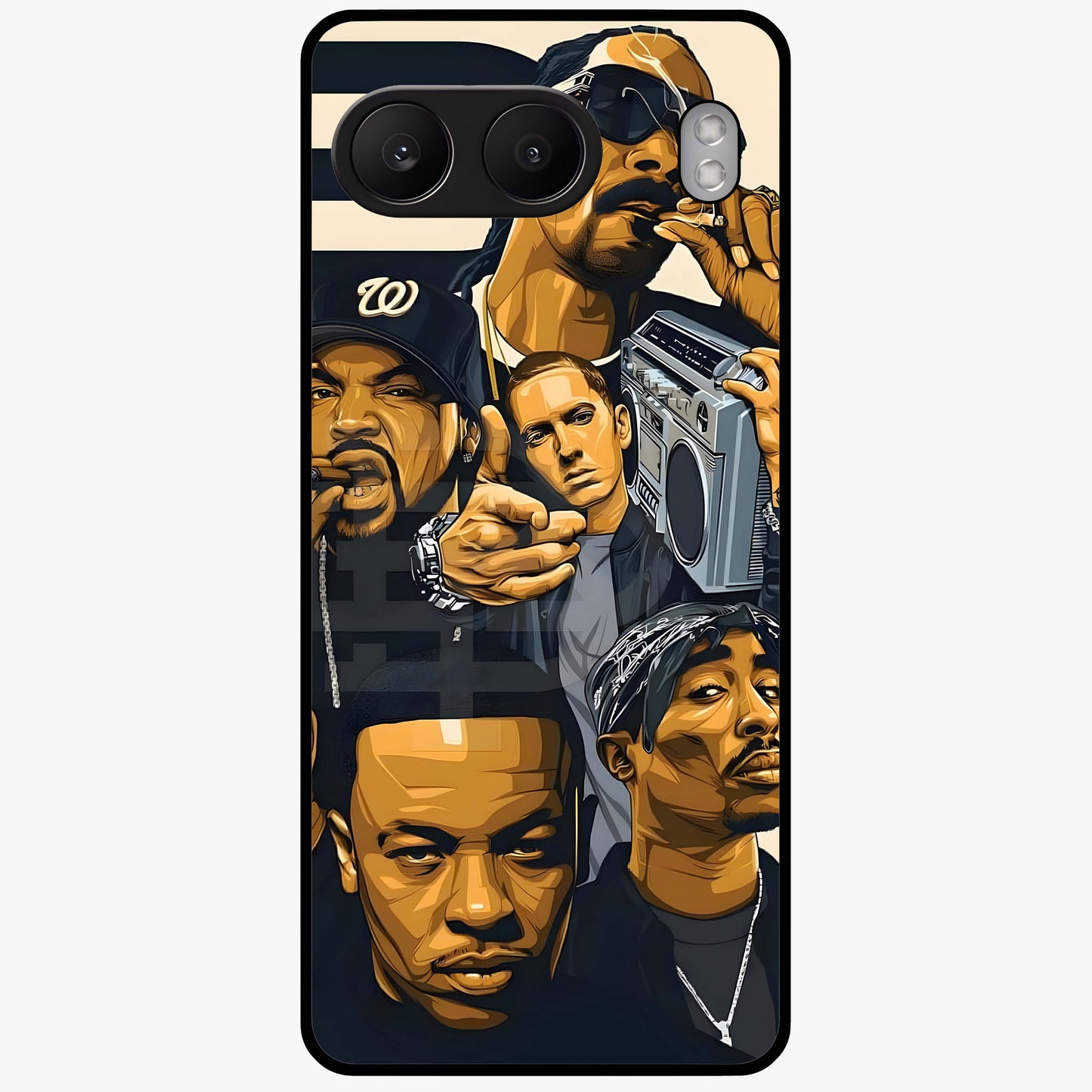 Urban Rap Legends Glass Case for 1+Nord 4 bold front view featuring street inspired music artwork