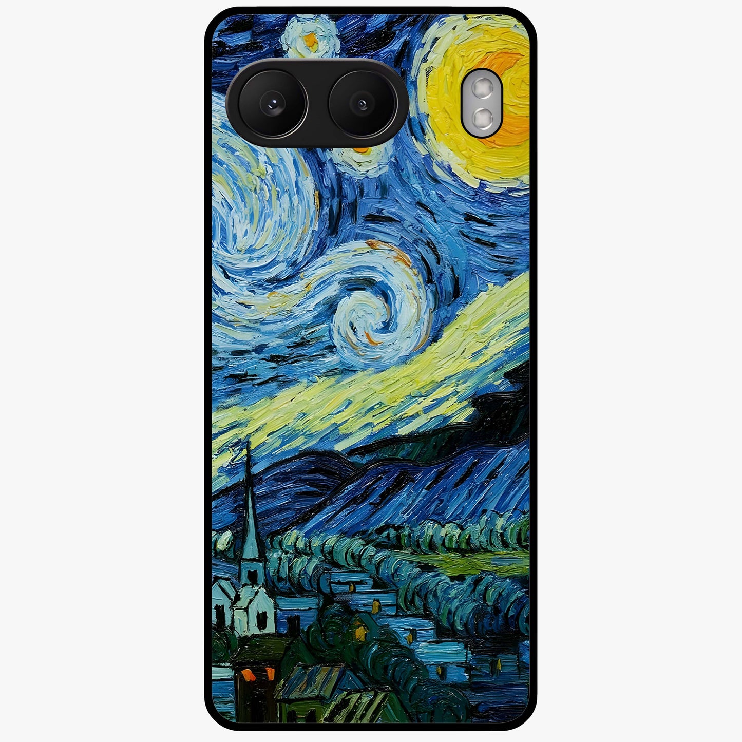Van Gogh Art Glass Case for 1+Nord 4 artistic front view featuring painterly inspired classic artwork