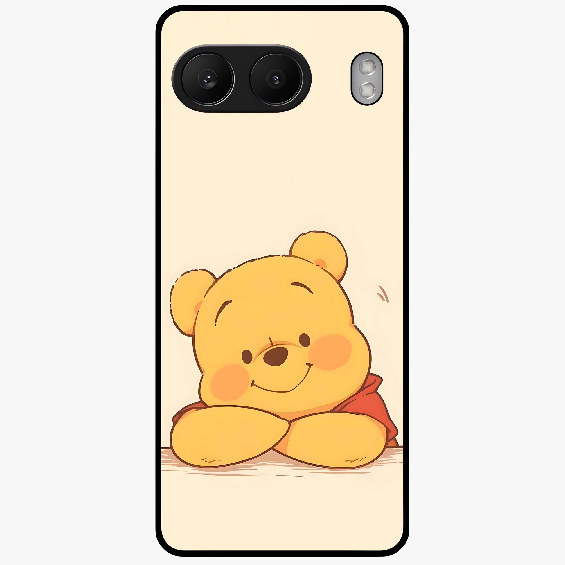 Winniethe Pooh Glass Case for 1+Nord 4 adorable front view featuring cute cartoon inspired artwork