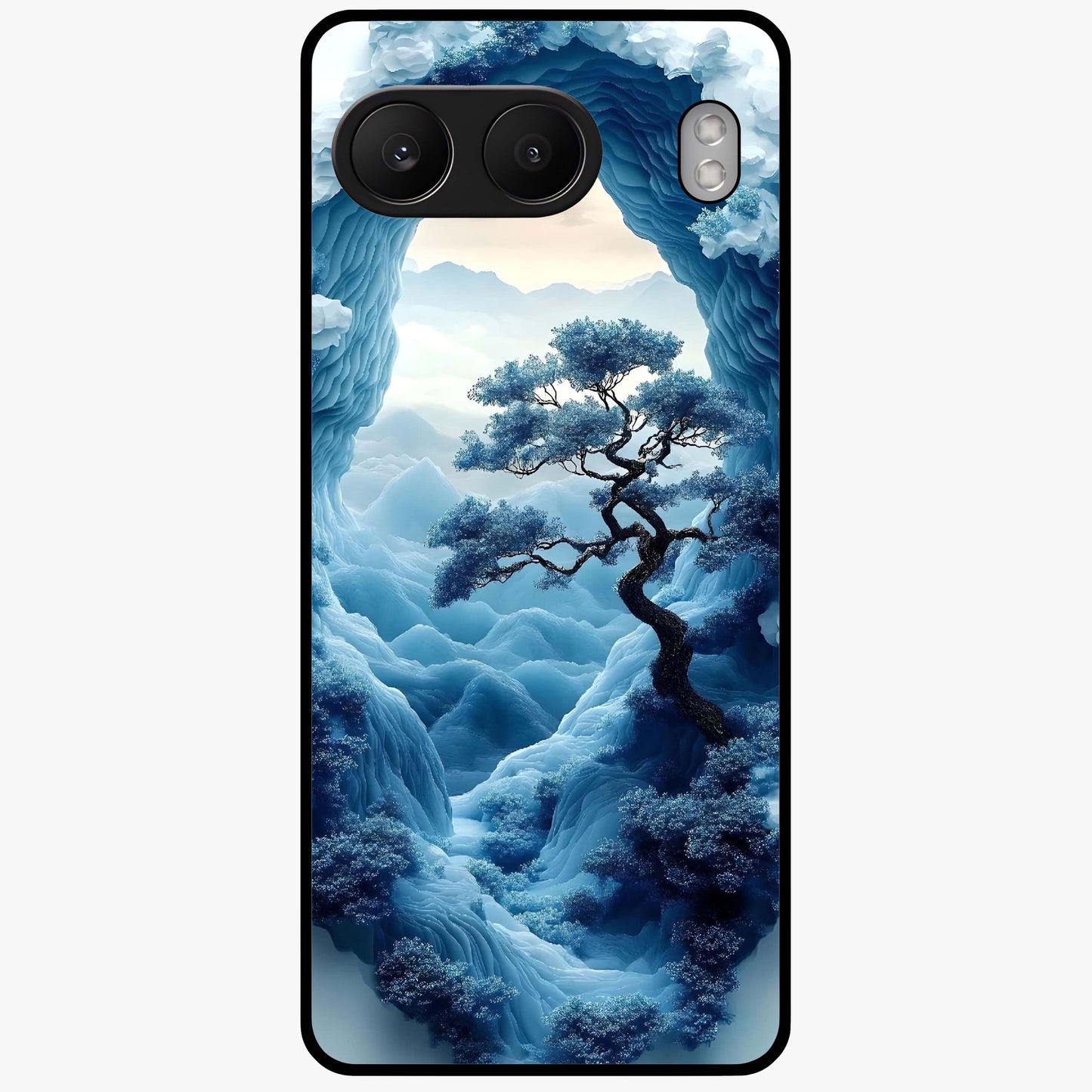 Winter Gate View Glass Case for 1+Nord 4 serene front view featuring snowy gate landscape artwork