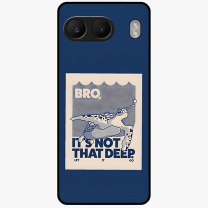 Worry Less Swim Glass Case for 1+Nord 4 uplifting front view featuring motivational typography with aquatic theme