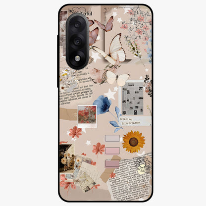 Aesthetic Butterfly Glass Case for 1+Nord 5 front view featuring elegant butterfly artwork with soft aesthetic tones