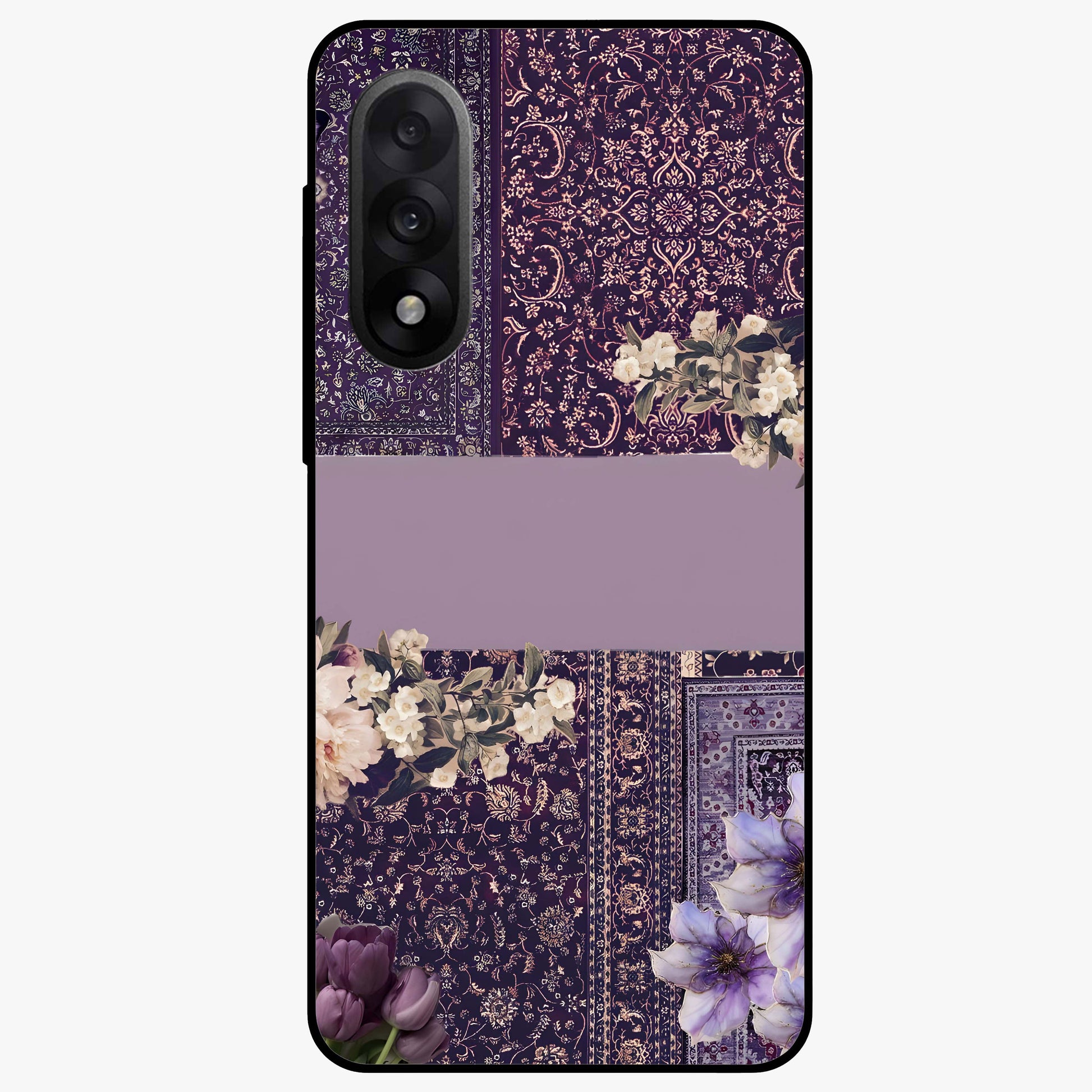 Antique Floral Whisper Glass Case for 1+Nord 5 vintage front view featuring soft antique floral artwork