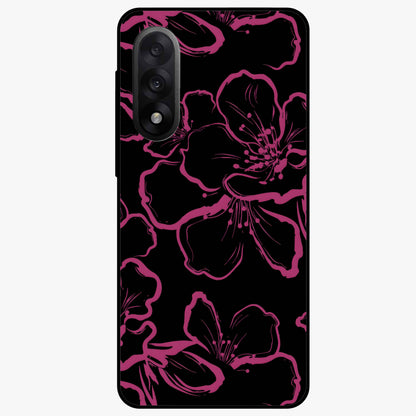 Black Violet Sketch Garden Glass Case for 1+Nord 5 artistic front view featuring violet floral sketch artwork