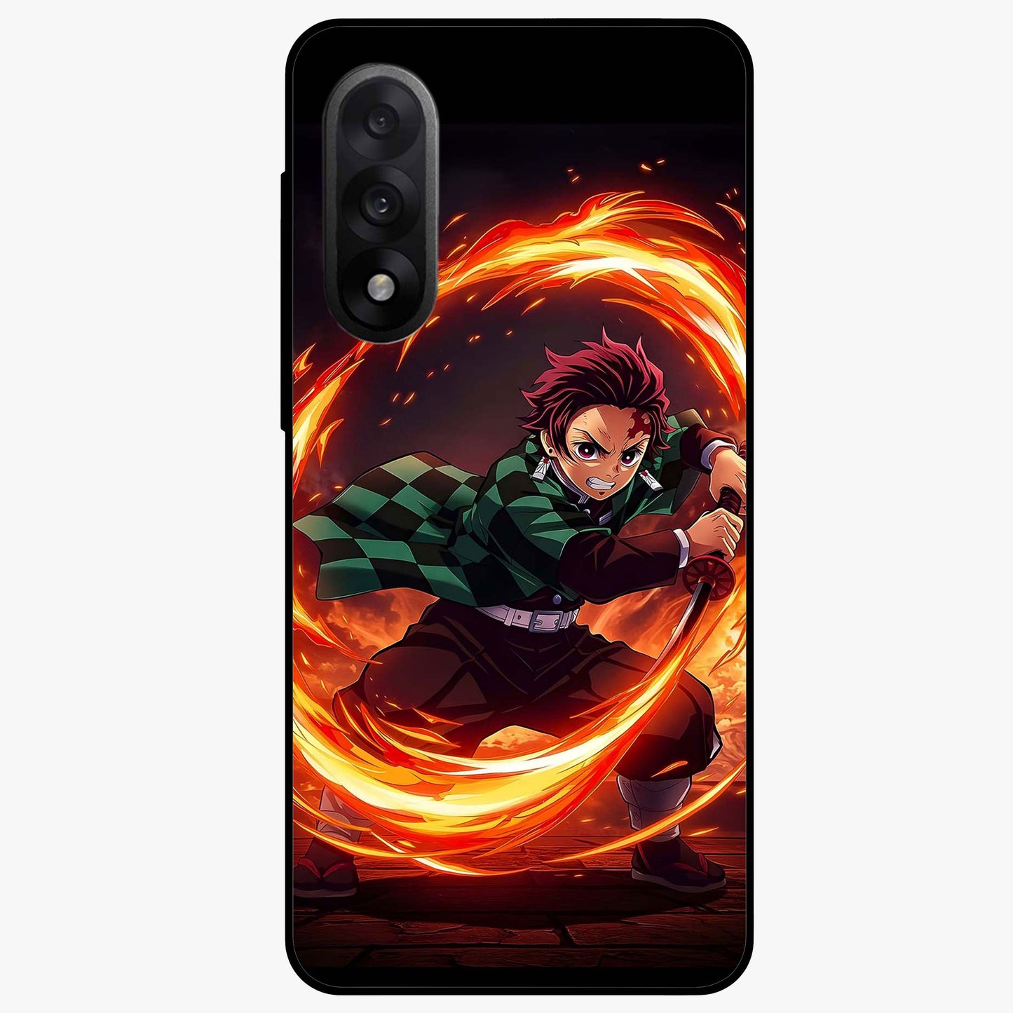 Blazing Sword Resolve Glass Case for 1+Nord 5 showing full back design in clean flat view with blazing sword artwork and glossy glass finish.