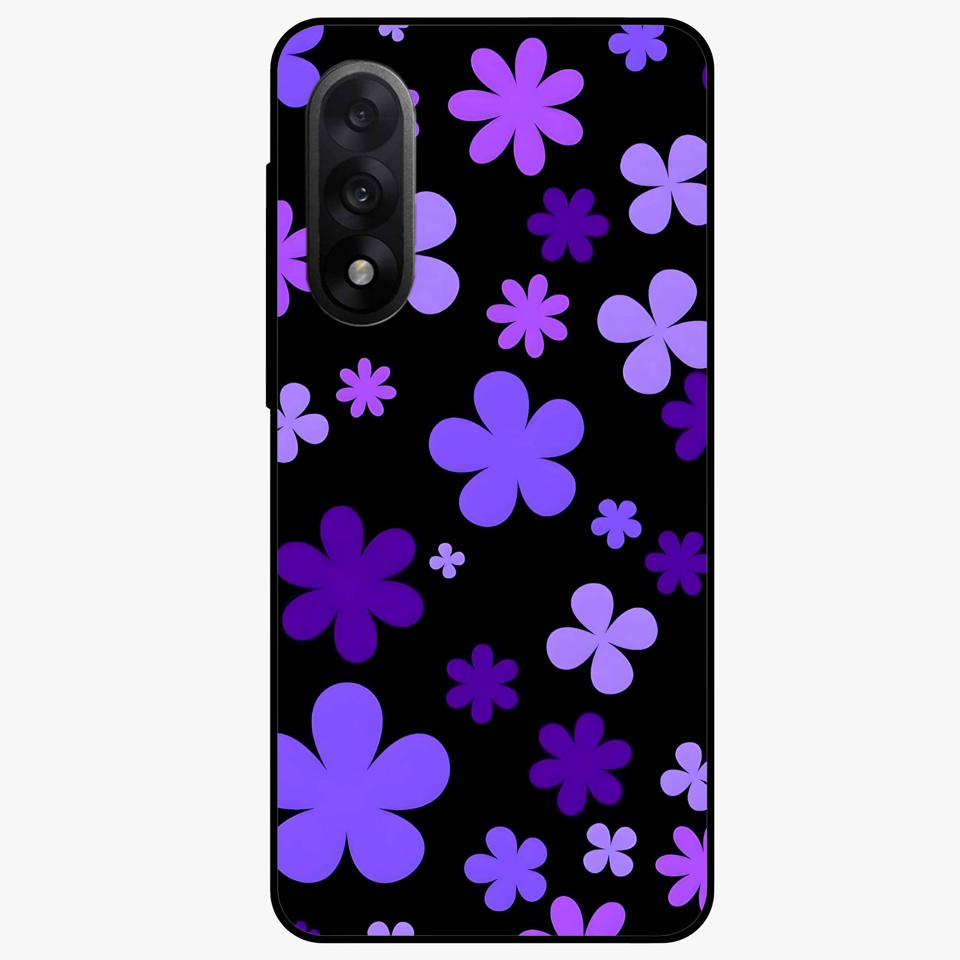 Blue Retro Pop Flowers Glass Case for 1+Nord 5 vibrant front view featuring retro floral artwork in bold blue tones
