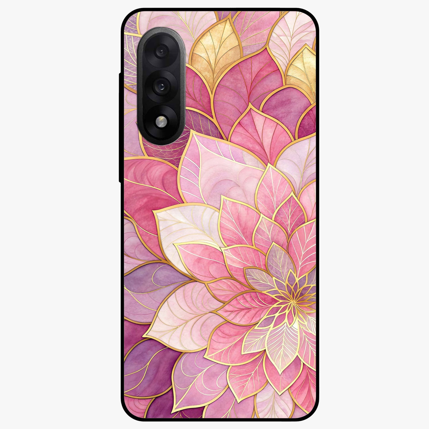 Blush Luxe Bloom Glass Case for 1+Nord 5 luxurious front view featuring refined blush floral artwork