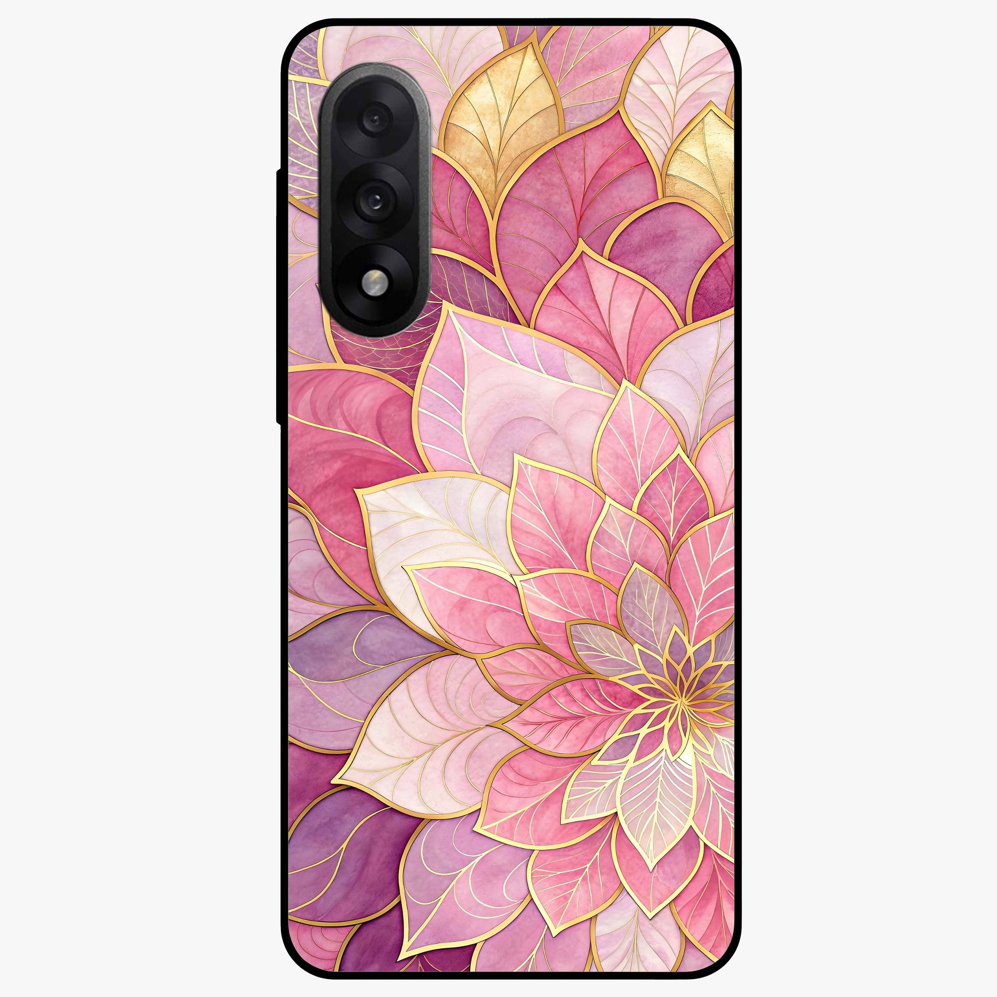 Blush Luxe Bloom Glass Case for 1+Nord 5 luxurious front view featuring refined blush floral artwork