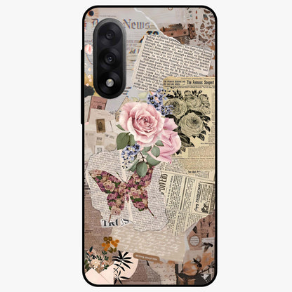 Butterfly News Bloom Glass Case for 1+Nord 5 artistic front view featuring blooming floral and butterfly themed artwork