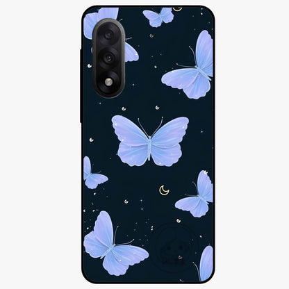 Butterfly With Stars Pattern Glass Case for 1+Nord 5 dreamy front view featuring butterfly artwork with star accents