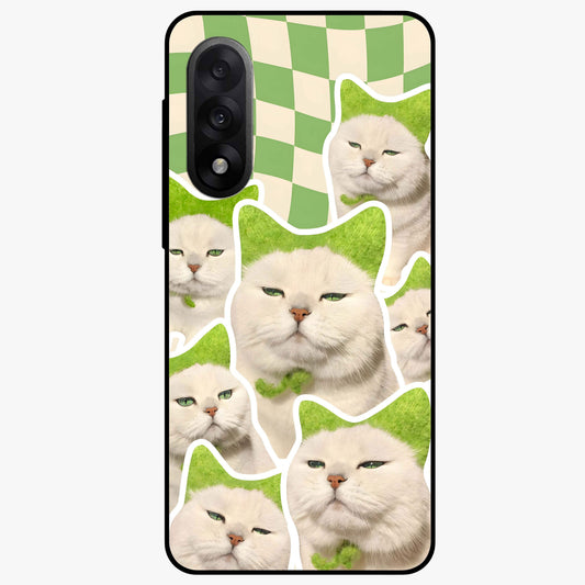 Cats Ethereal Bloom Glass Case for 1+Nord 5 artistic front view featuring cat illustration with soft floral bloom accents
