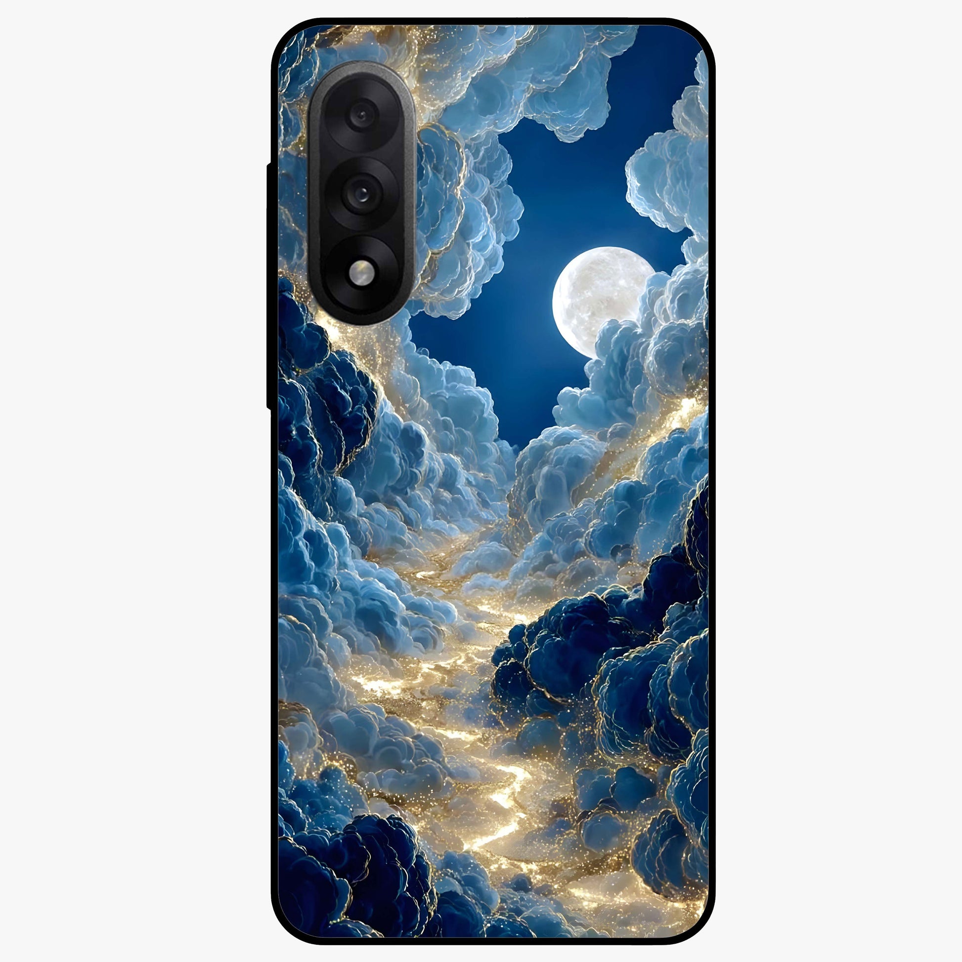 Celestial Cloud Path Glass Case for 1+Nord 5 serene front view featuring dreamy cloud pathway artwork