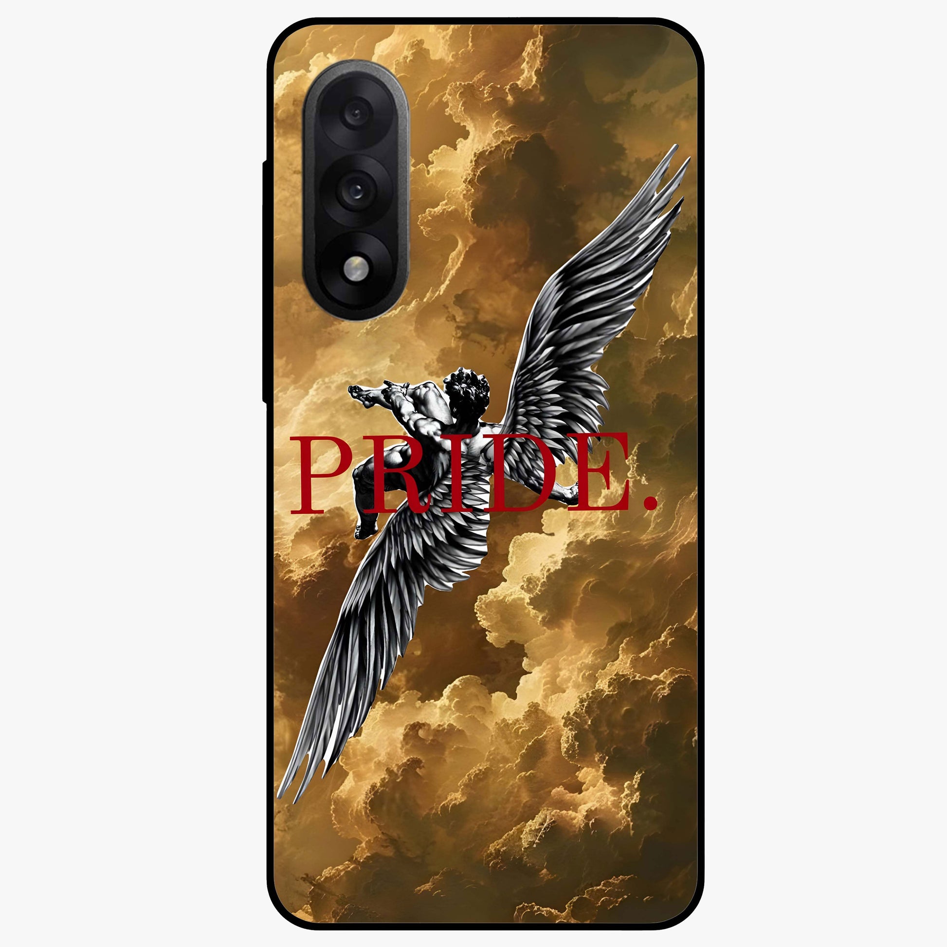 Celestial Fallen Pride Glass Case for 1+Nord 5 bold front view featuring dramatic cosmic artwork with dark celestial tones