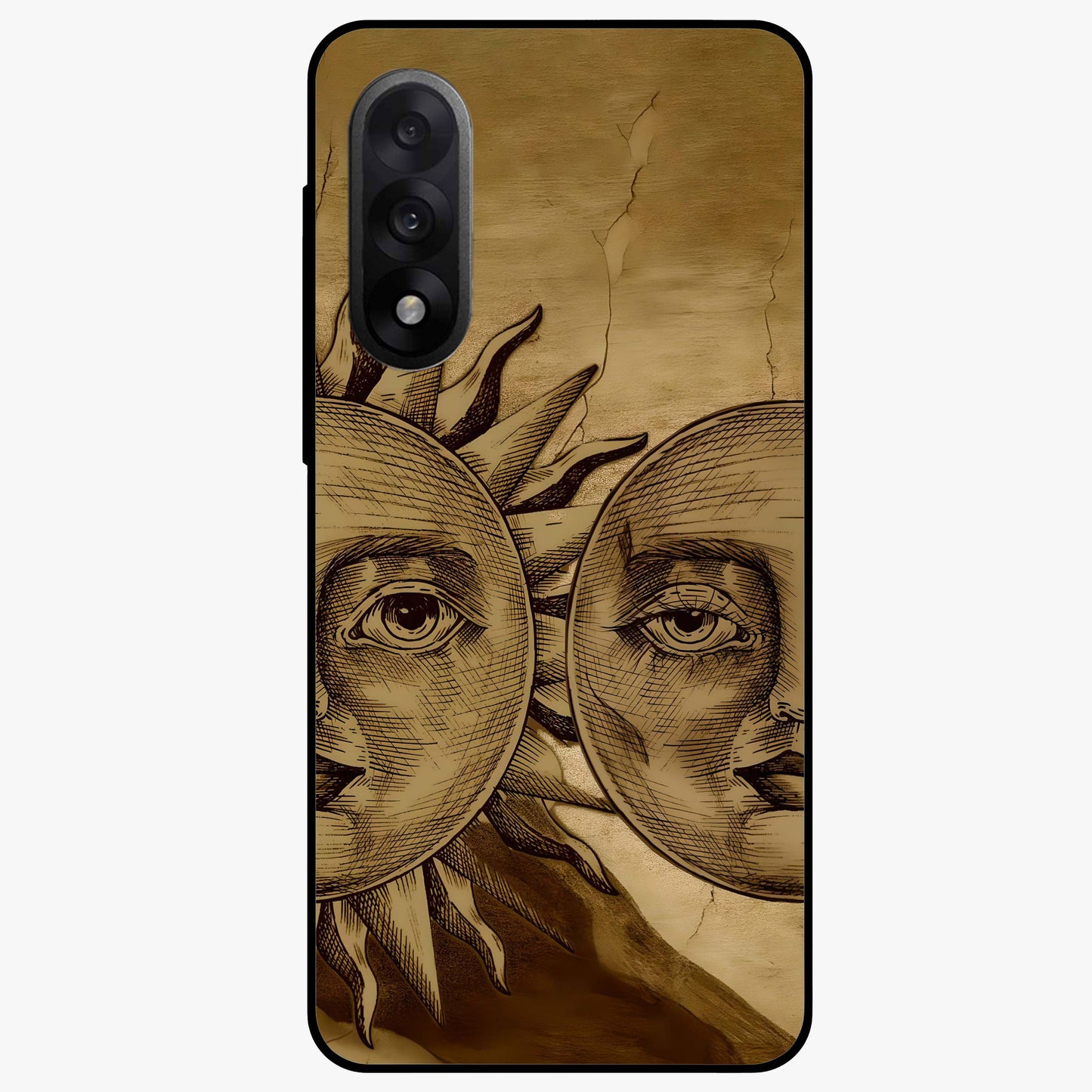 Celestial Relic Glow Glass Case for 1+Nord 5 mystical front view featuring ancient relic inspired cosmic artwork