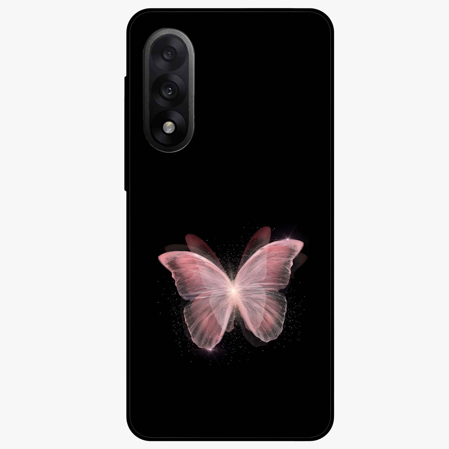 Celestial Wings Butterfly Glass Case for 1+Nord 5 elegant front view featuring butterfly artwork with cosmic accents