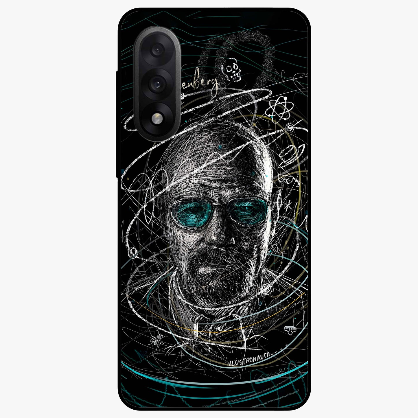Chaotic Mind Genius Glass Case for 1+Nord 5 bold front view featuring expressive abstract typography artwork