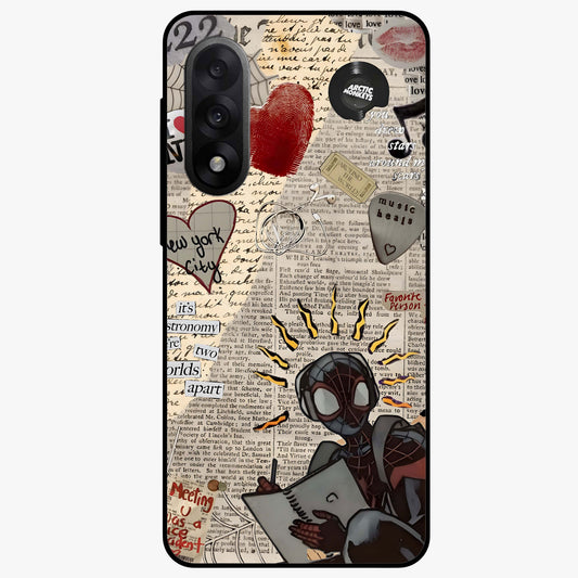 City Dream Sketch Glass Case for 1+Nord 5 showing full back design in clean flat view with artistic city sketch artwork and glossy glass finish.