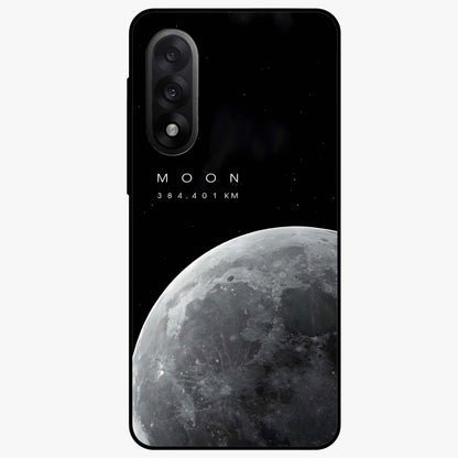 Cosmic Moon Glow Glass Case for 1+Nord 5 serene front view featuring glowing moon artwork with celestial tones