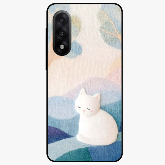 Cotton Dream Cat Glass Case for 1+Nord 5 soft front view featuring dreamy cat artwork in pastel tones