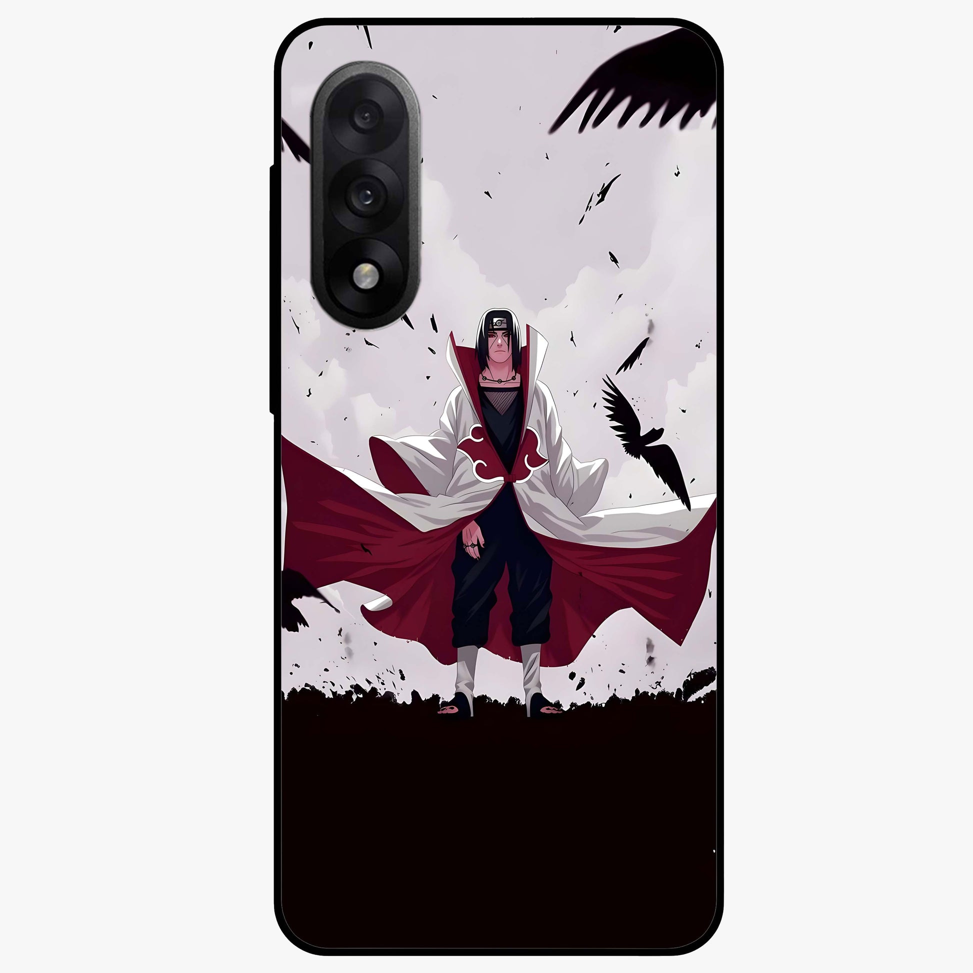 Crimson Crow Ascension Glass Case for 1+Nord 5 powerful front view featuring crow artwork with dark crimson background