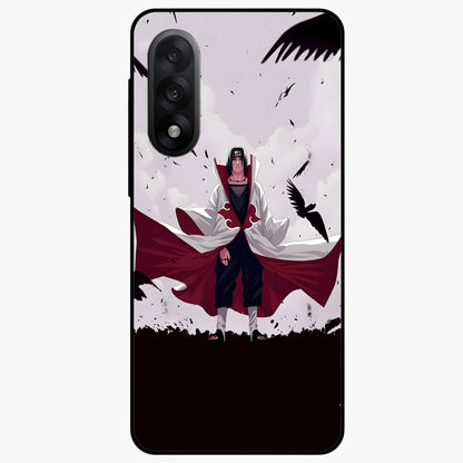Crimson Crow Ascension Glass Case for 1+Nord 5 powerful front view featuring crow artwork with dark crimson background