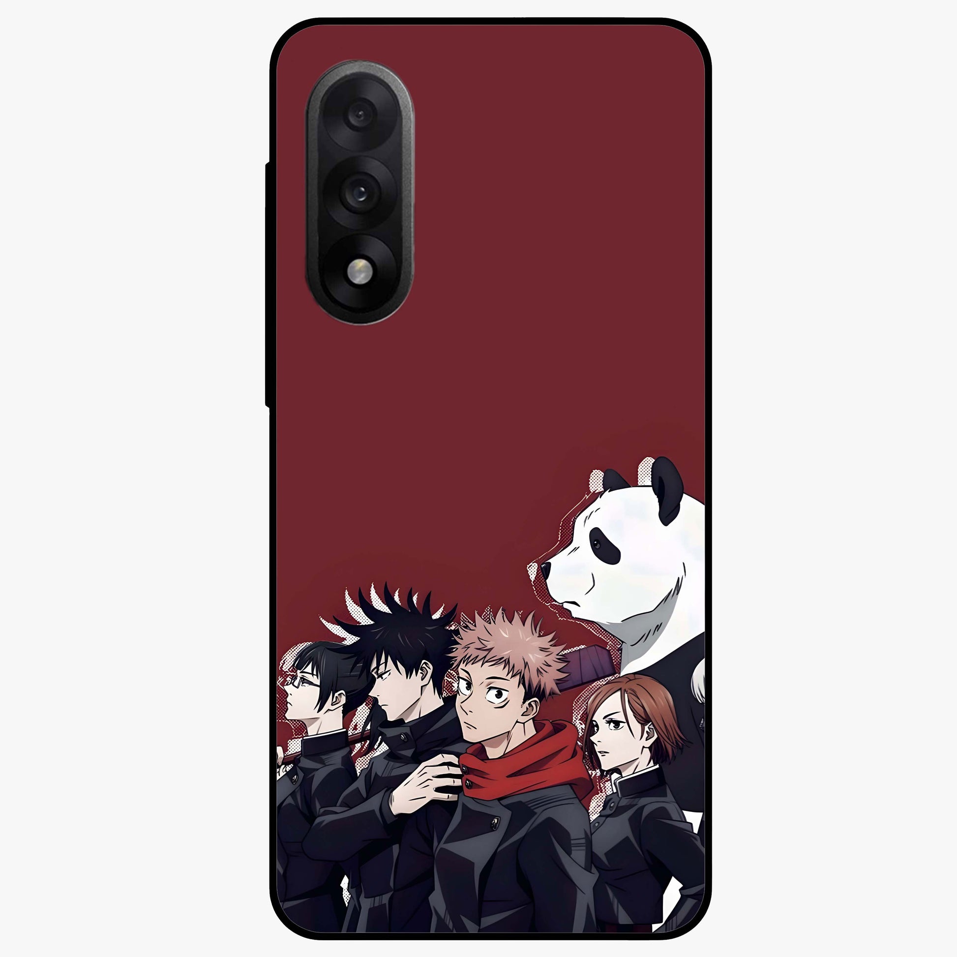 Crimson Crow Judgment Glass Case for 1+Nord 5 striking front view featuring bold crow illustration in crimson tones