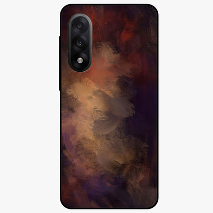 Crimson Dusk Whirl Glass Case for 1+Nord 5 dramatic front view featuring swirling dusk inspired crimson artwork