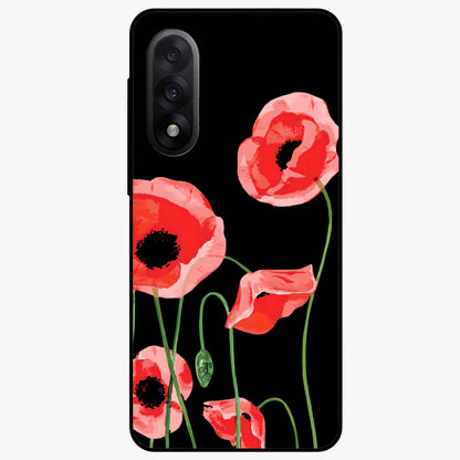 Crimson Garden Dream Glass Case for 1+Nord 5 romantic front view featuring rich red floral garden artwork