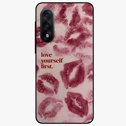 Crimson Kiss Love Glass Case for 1+Nord 5 romantic front view featuring bold crimson love inspired artwork