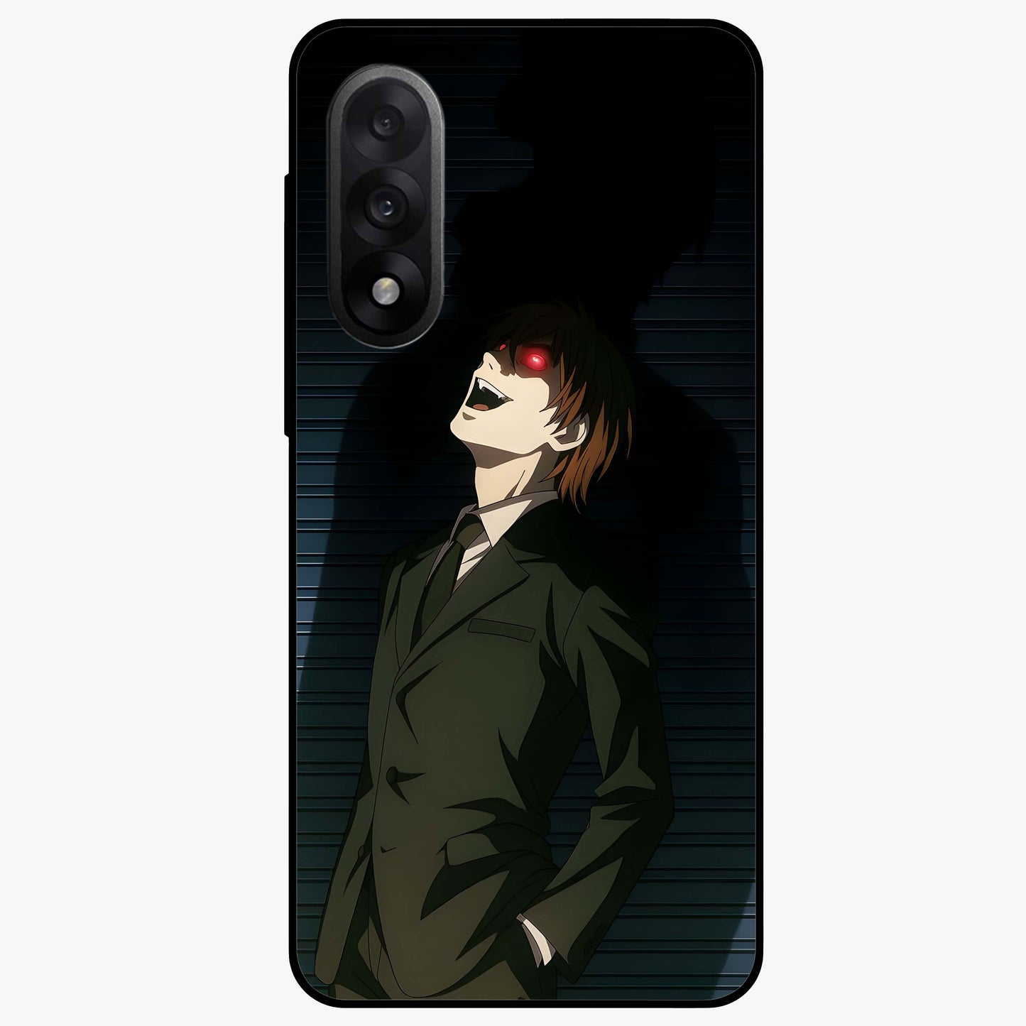 Crimson Shadow King Glass Case for 1+Nord 5 striking front view featuring bold shadow inspired crimson artwork