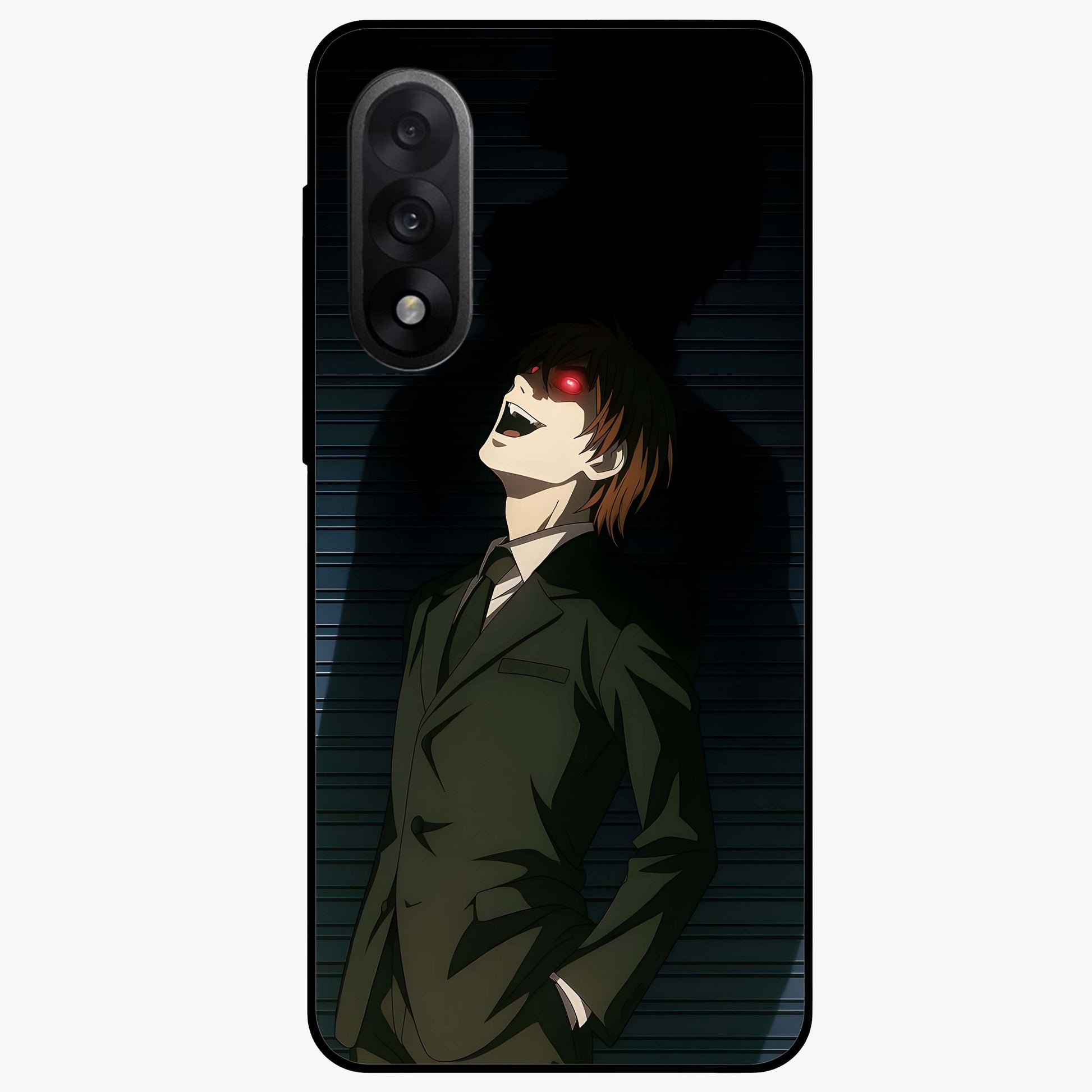 Crimson Shadow King Glass Case for 1+Nord 5 striking front view featuring bold shadow inspired crimson artwork