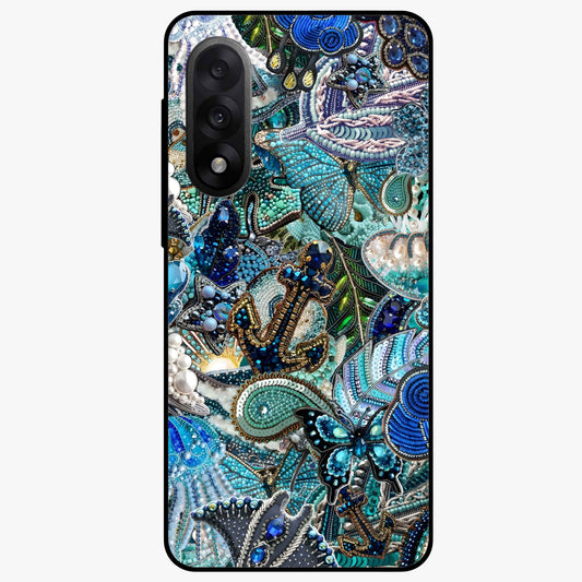 Crystal Ocean Magic Glass Case for 1+Nord 5 vibrant front view featuring sparkling ocean inspired artwork