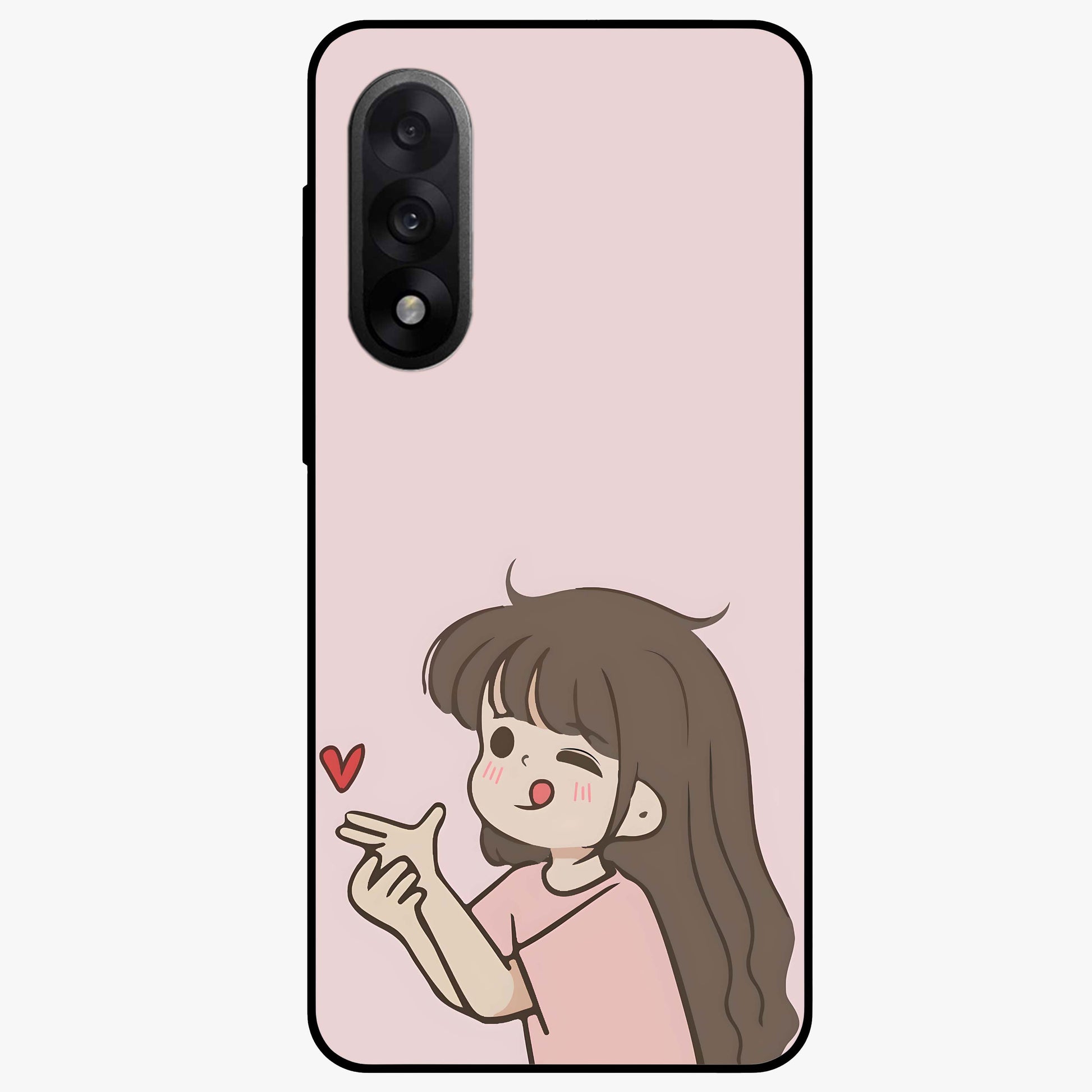 Cute Kiss Heart Glass Case for 1+Nord 5 sweet front view featuring romantic kiss and heart inspired artwork