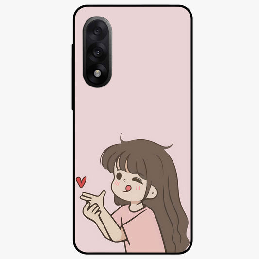 Cute Kiss Heart Glass Case for 1+Nord 5 sweet front view featuring romantic kiss and heart inspired artwork