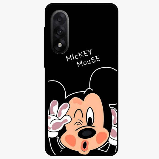 Cute Mickey Love Glass Case for 1+Nord 5 adorable front view featuring playful cartoon love themed artwork