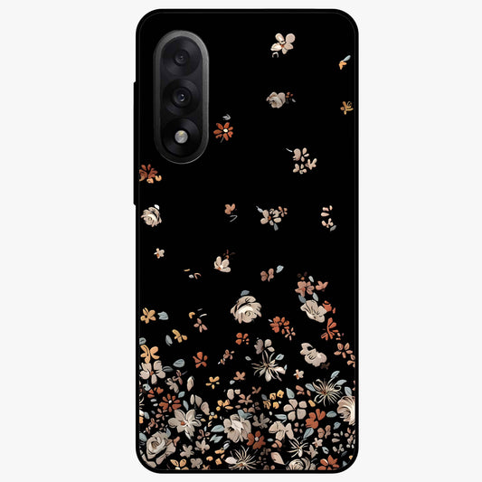 Dark Petal Aesthetic Glass Case for 1+Nord 5 elegant front view featuring moody floral artwork with deep tones