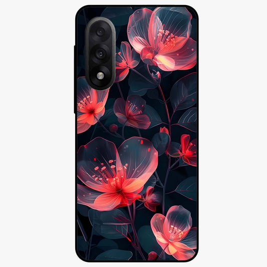 Dark Shade of Flower Glass Case for 1+Nord 5 artistic front view featuring floral artwork in deep shadow tones