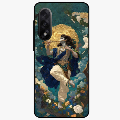 Divine Krishna Art Glass Case for 1+Nord 5 devotional front view featuring detailed Krishna artwork