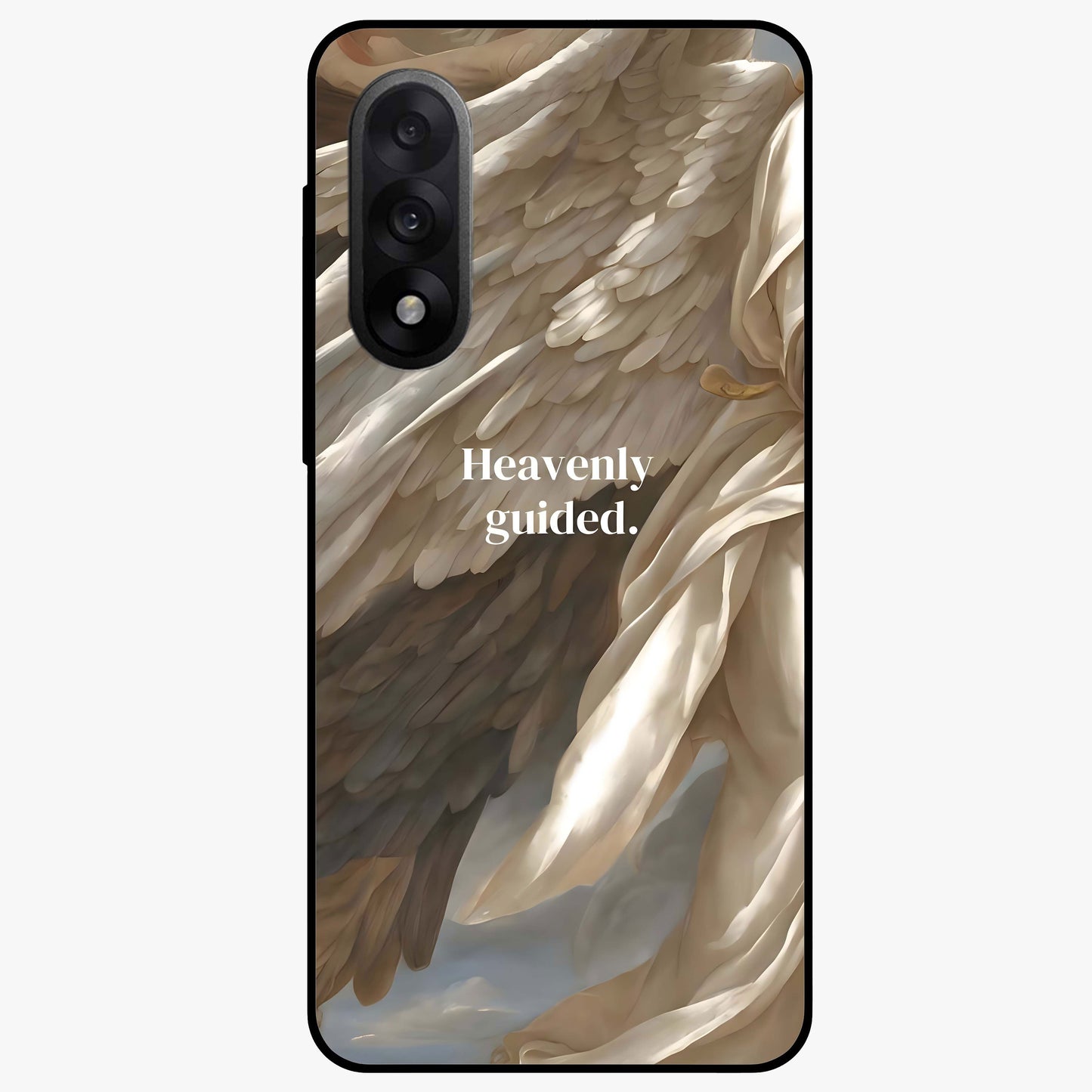 Divine Winged Grace Glass Case for 1+Nord 5 graceful front view featuring timeless spiritual artwork