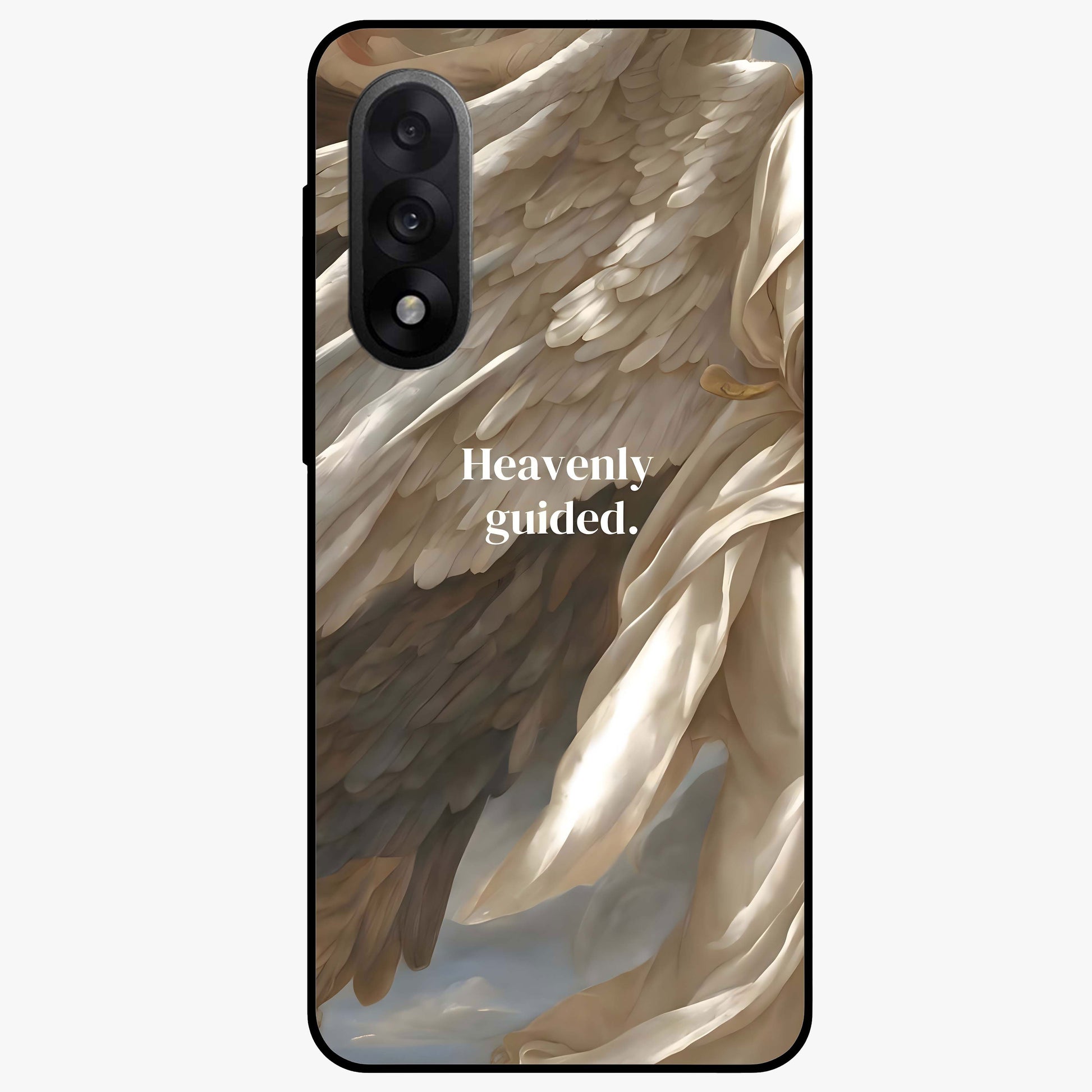 Divine Winged Grace Glass Case for 1+Nord 5 graceful front view featuring timeless spiritual artwork