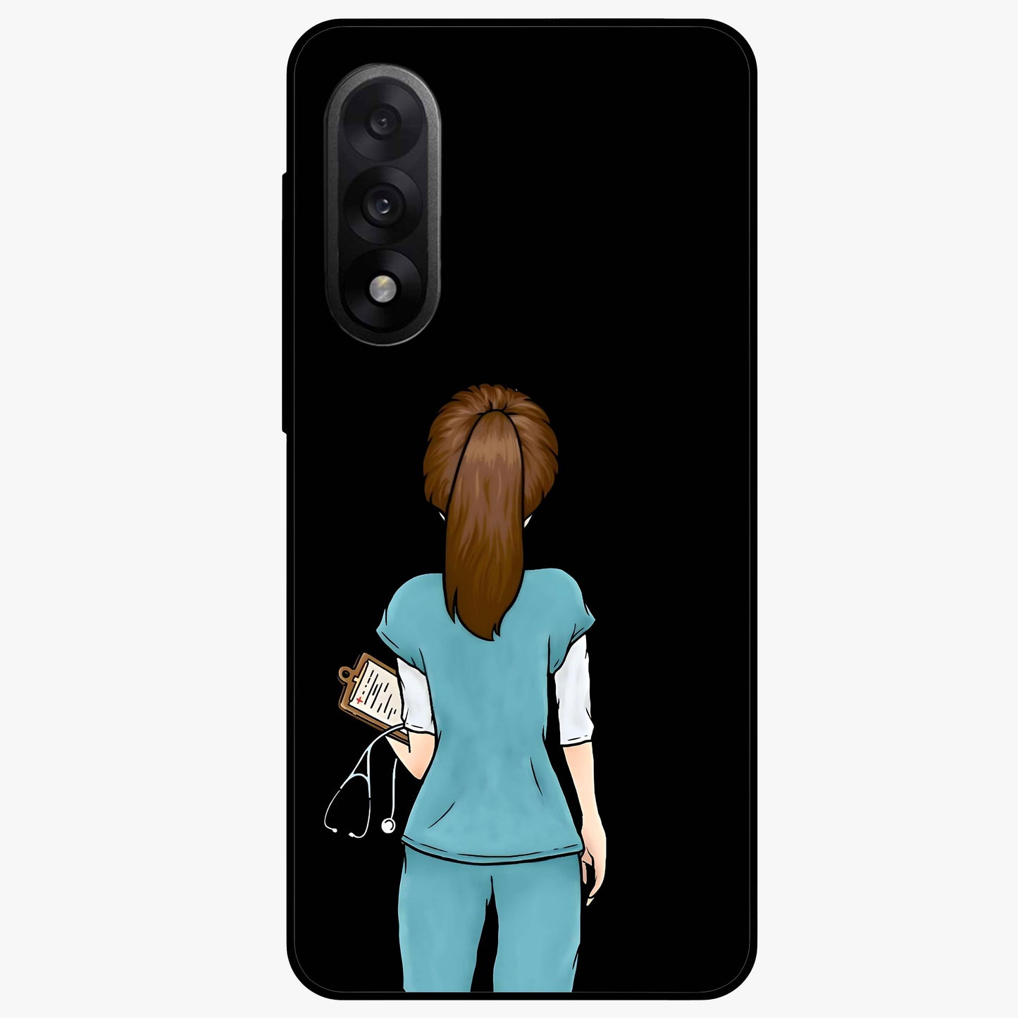 Doctor Pattern Custom Name Glass Case for 1+Nord 5 professional front view featuring medical themed artwork with personalized name design