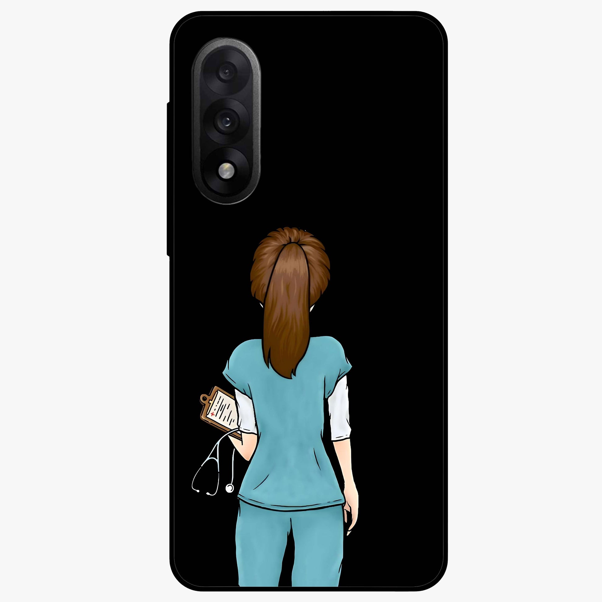 Doctor Pattern Custom Name Glass Case for 1+Nord 5 professional front view featuring medical themed artwork with personalized name design