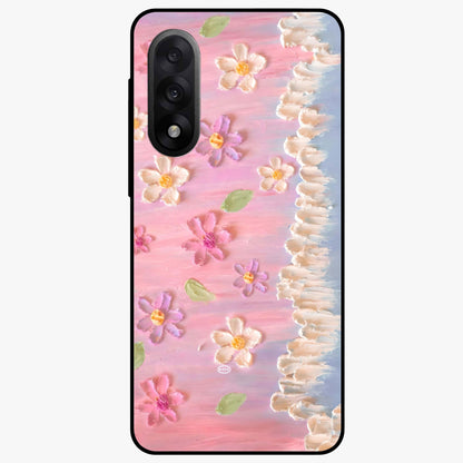 Dreamy Painted Garden Glass Case for 1+Nord 5 artistic front view featuring hand painted floral garden artwork