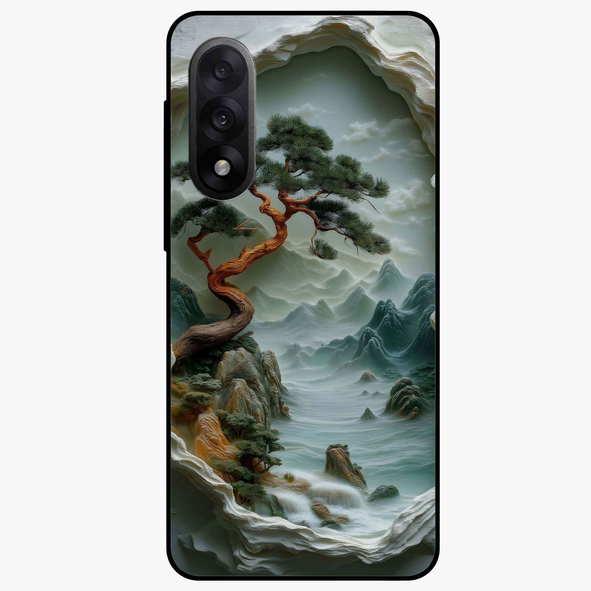 Eternal Nature Spirit Glass Case for 1+Nord 5 serene front view featuring earthy nature inspired artwork