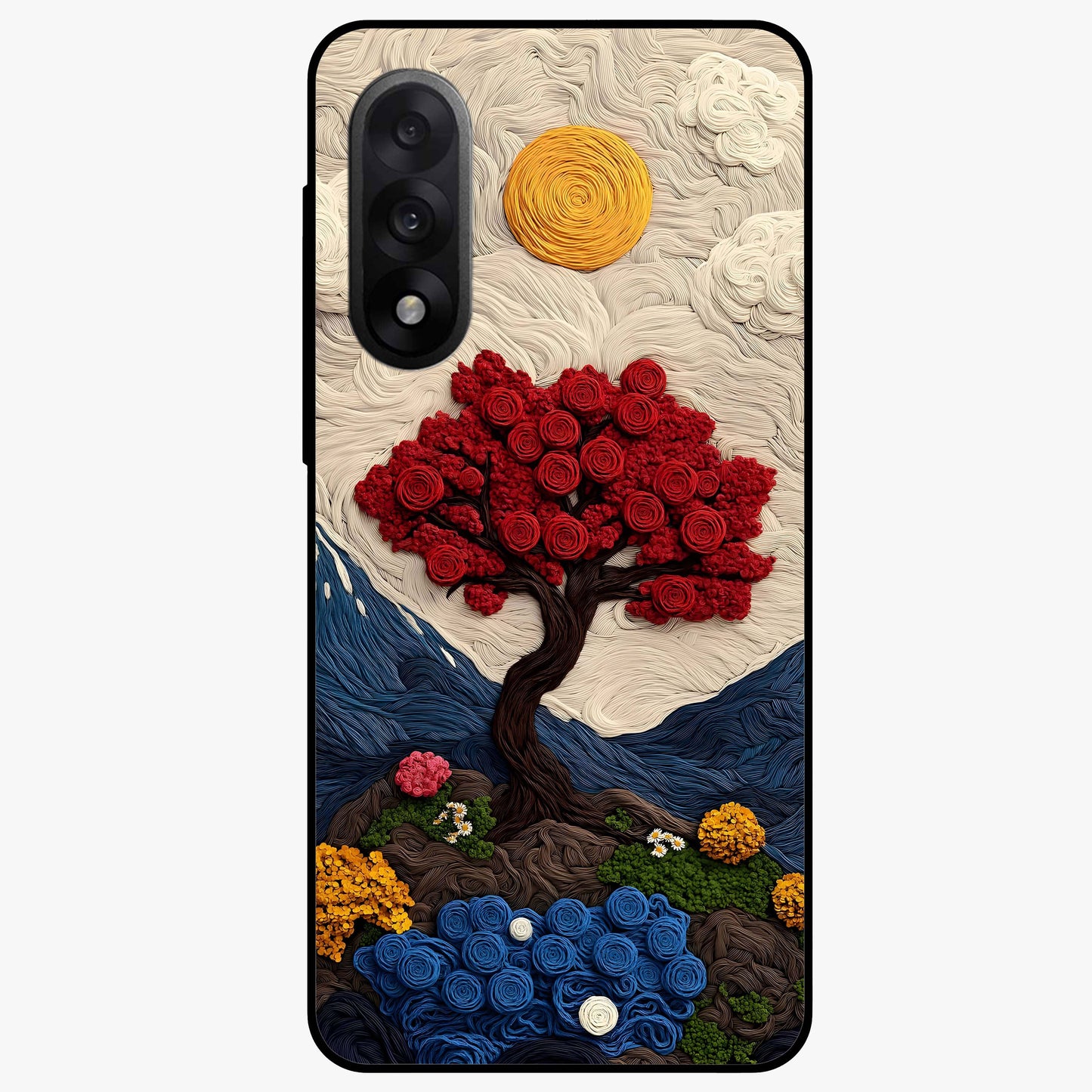 Eternal Nature Tapestry Glass Case for 1+Nord 5 elegant front view featuring intricate nature tapestry artwork