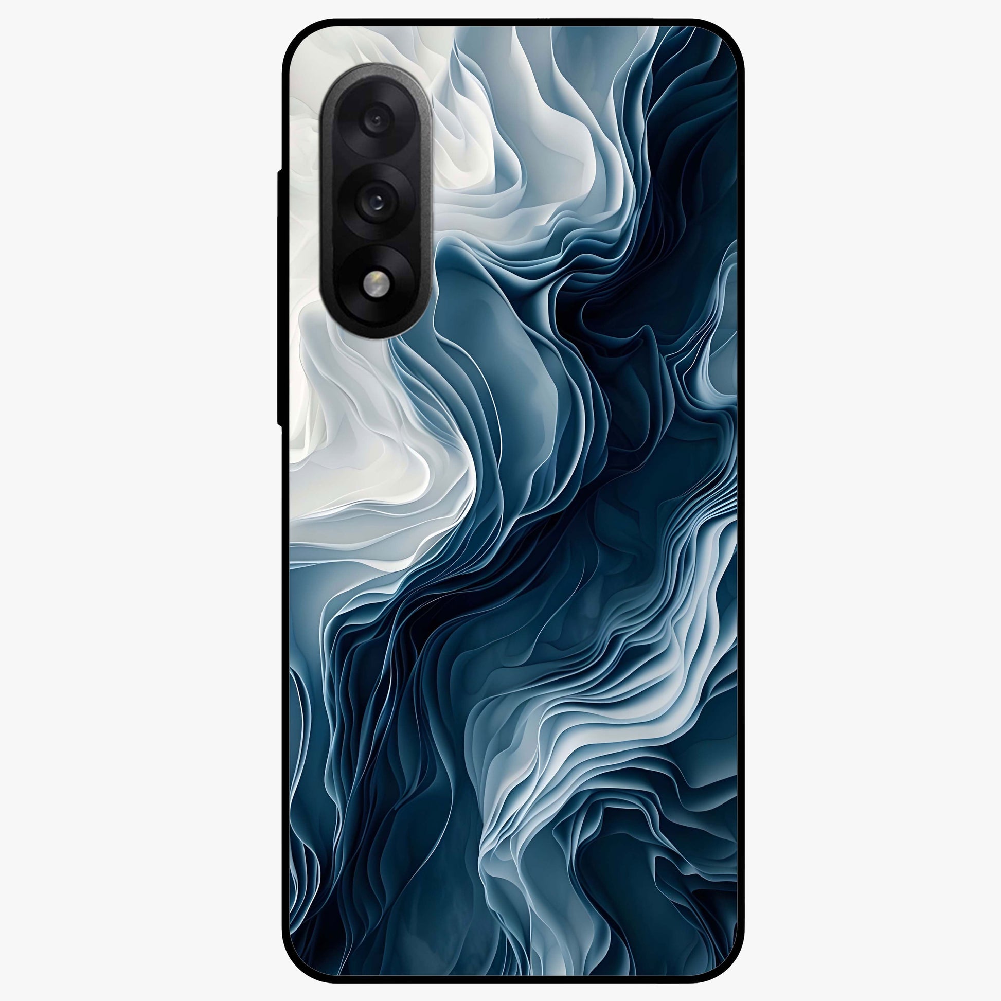 Ethereal Paper Marble Glass Case for 1+Nord 5 artistic front view featuring subtle marble inspired artwork