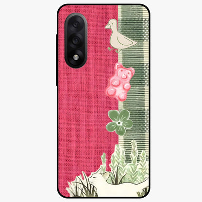 Fabric Patterns Glass Case for 1+Nord 5 stylish front view featuring textile inspired pattern artwork