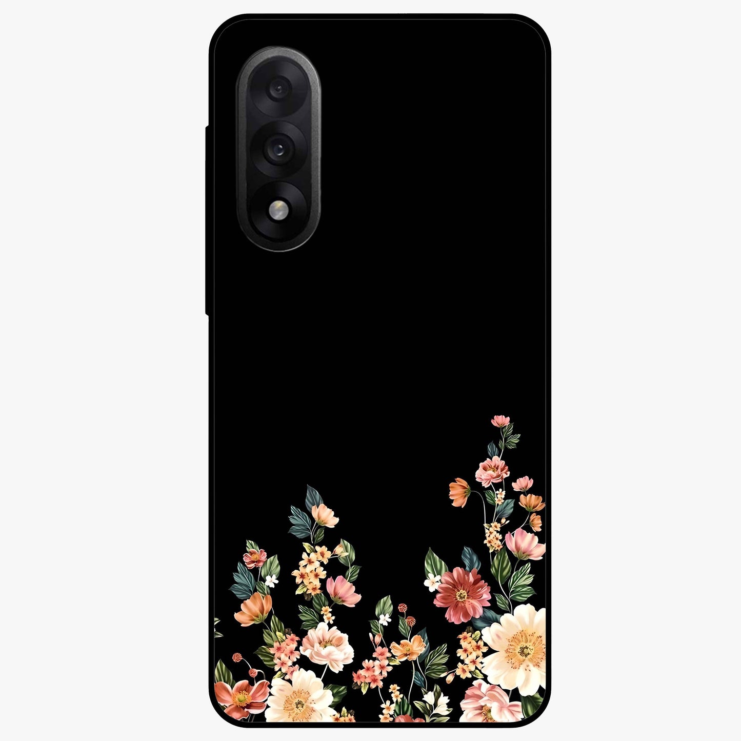 Floral Design With a Custom Personalized Name Glass Case for 1+Nord 5 graceful front view featuring floral artwork with personalized name design